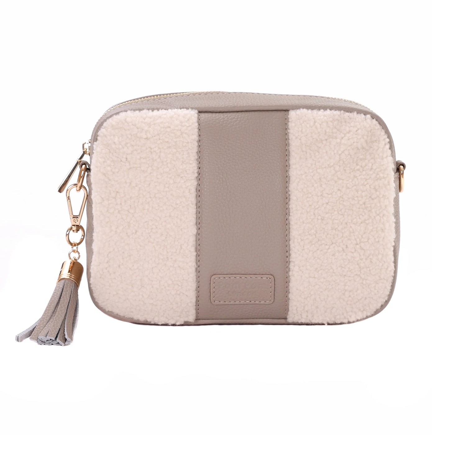 END OF LINE City Faux Fleece & Leather Bag Stone