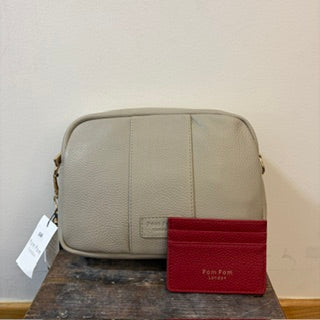 SECONDS City Bag Stone with Crimson Red Cardholder