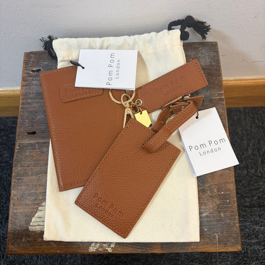 END OF LINE Tan Passport, Luggage Tag & Key Tab Bundle