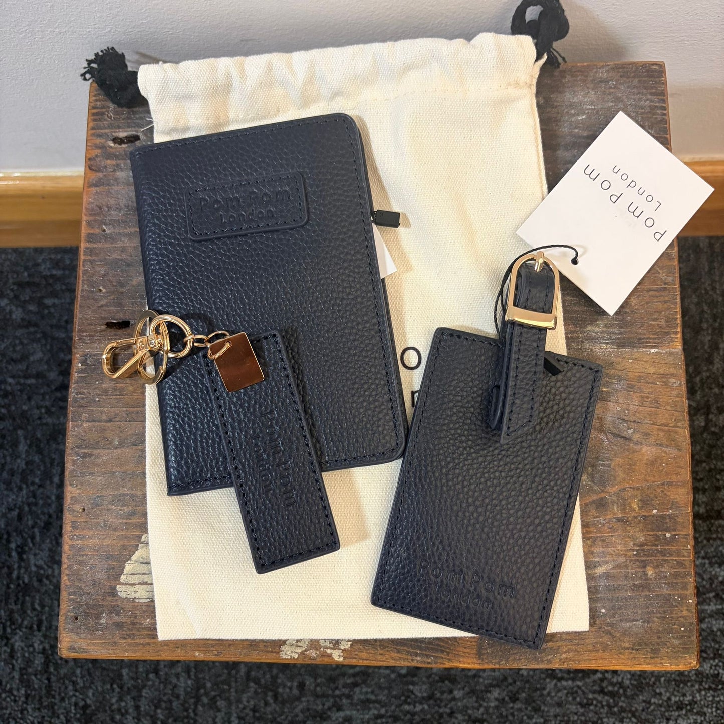 END OF LINE Navy Passport, Luggage Tag & Key Tab Bundle
