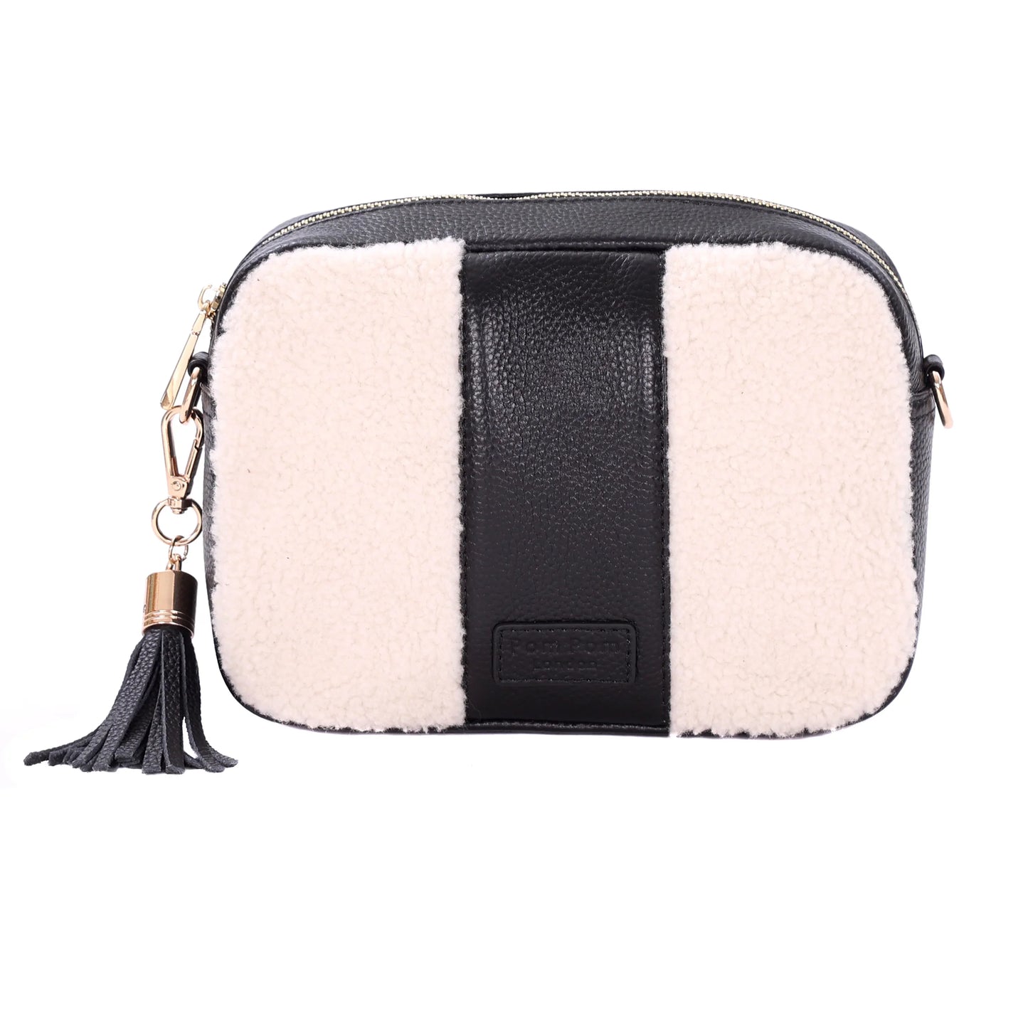 END OF LINE City Faux Fleece & Leather Bag Black