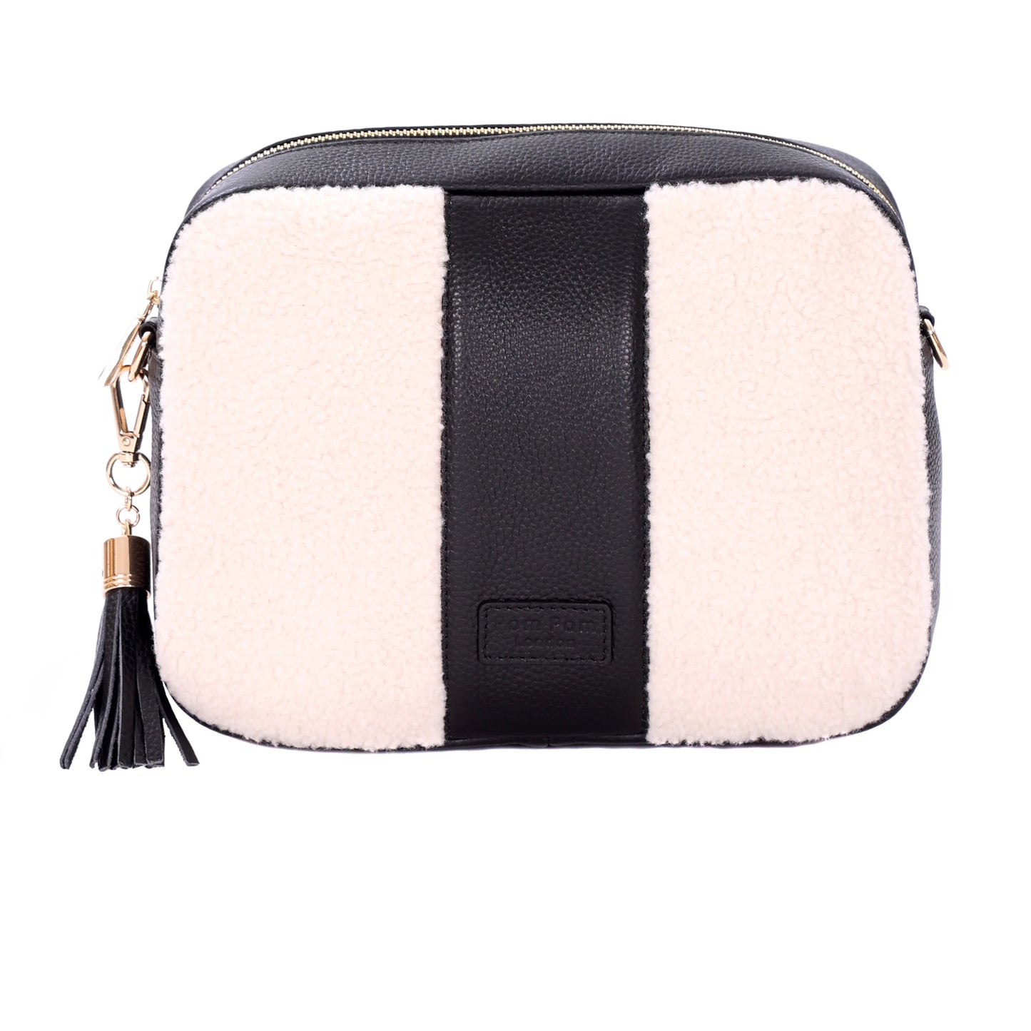 END OF LINE City Plus Faux Fleece & Leather Bag Black