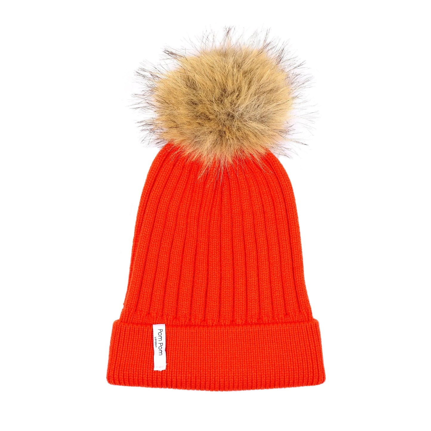 END OF LINE Ribbed Cashmere Hat Orange