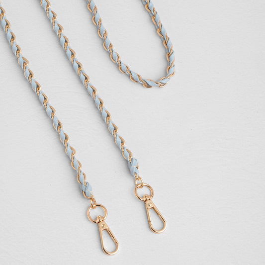 END OF LINE Strap Gold Chain Powder Blue Weave