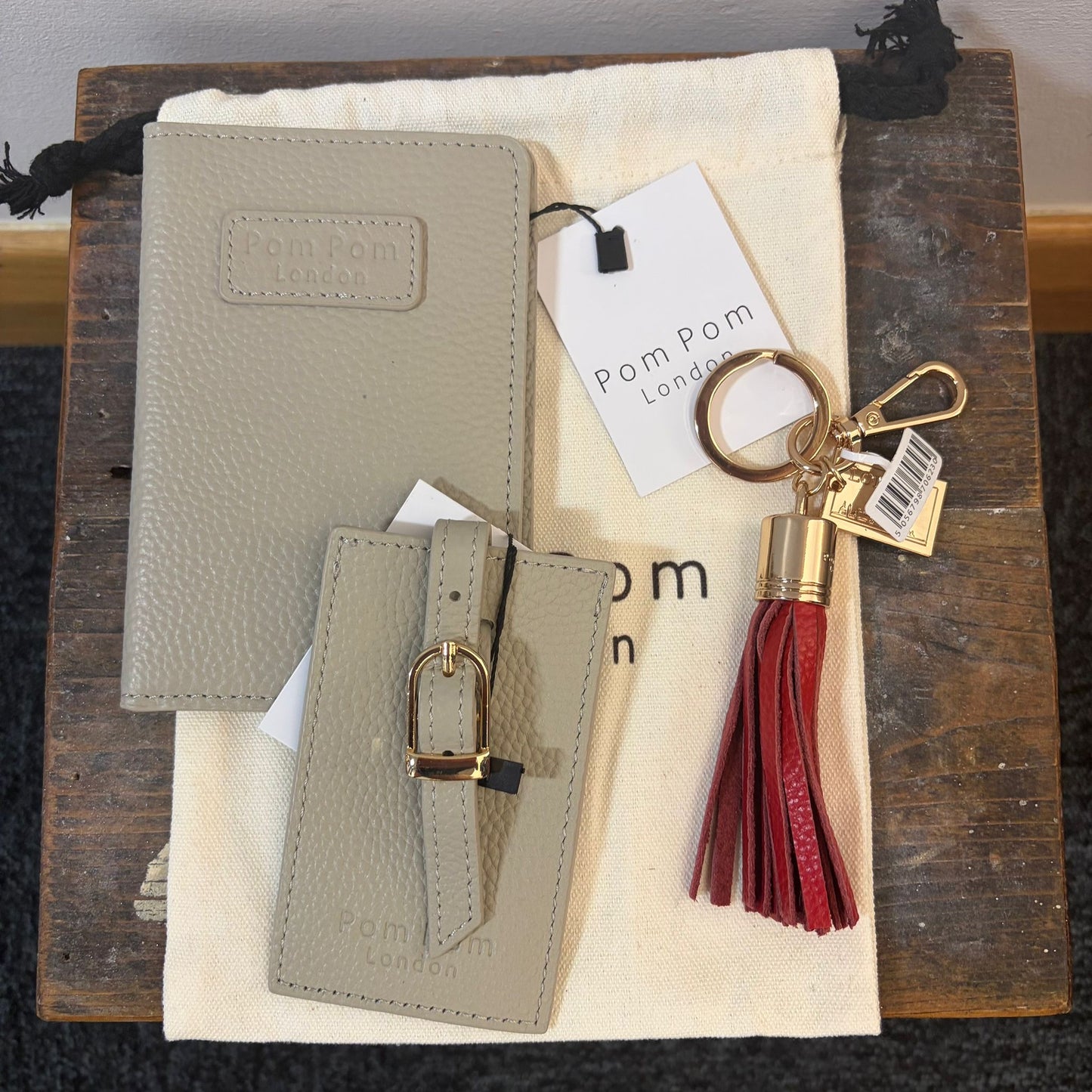 END OF LINE Stone Passport, Luggage Tag & Post Card Tassel Keyring