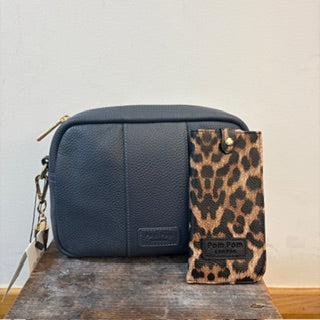 City Bag Slate Blue with Leopard Print Glasses Case